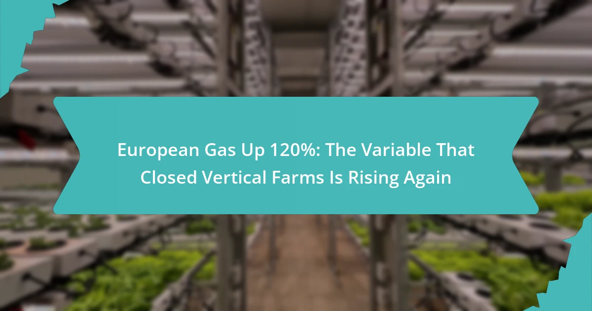 European Gas Up 120%: The Variable That Closed Vertical Farms Is Rising Again