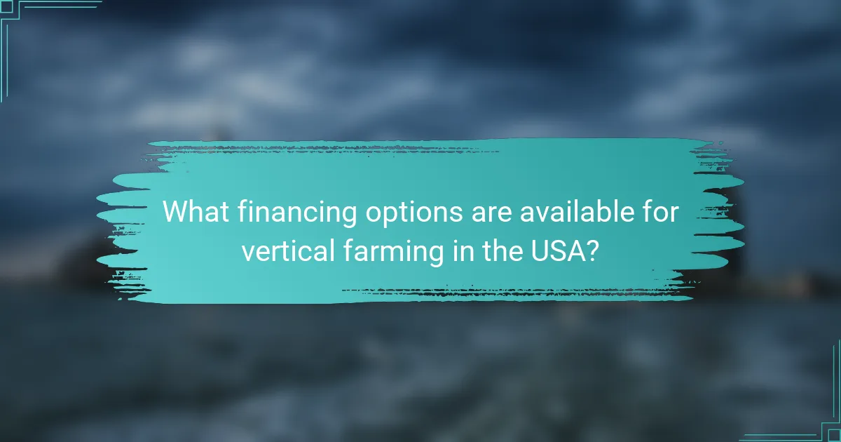 What financing options are available for vertical farming in the USA?
